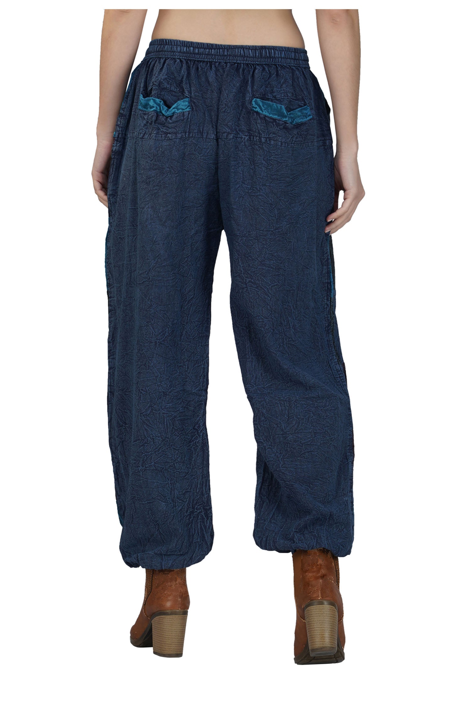 Acid Wash Harem Trousers - Blue