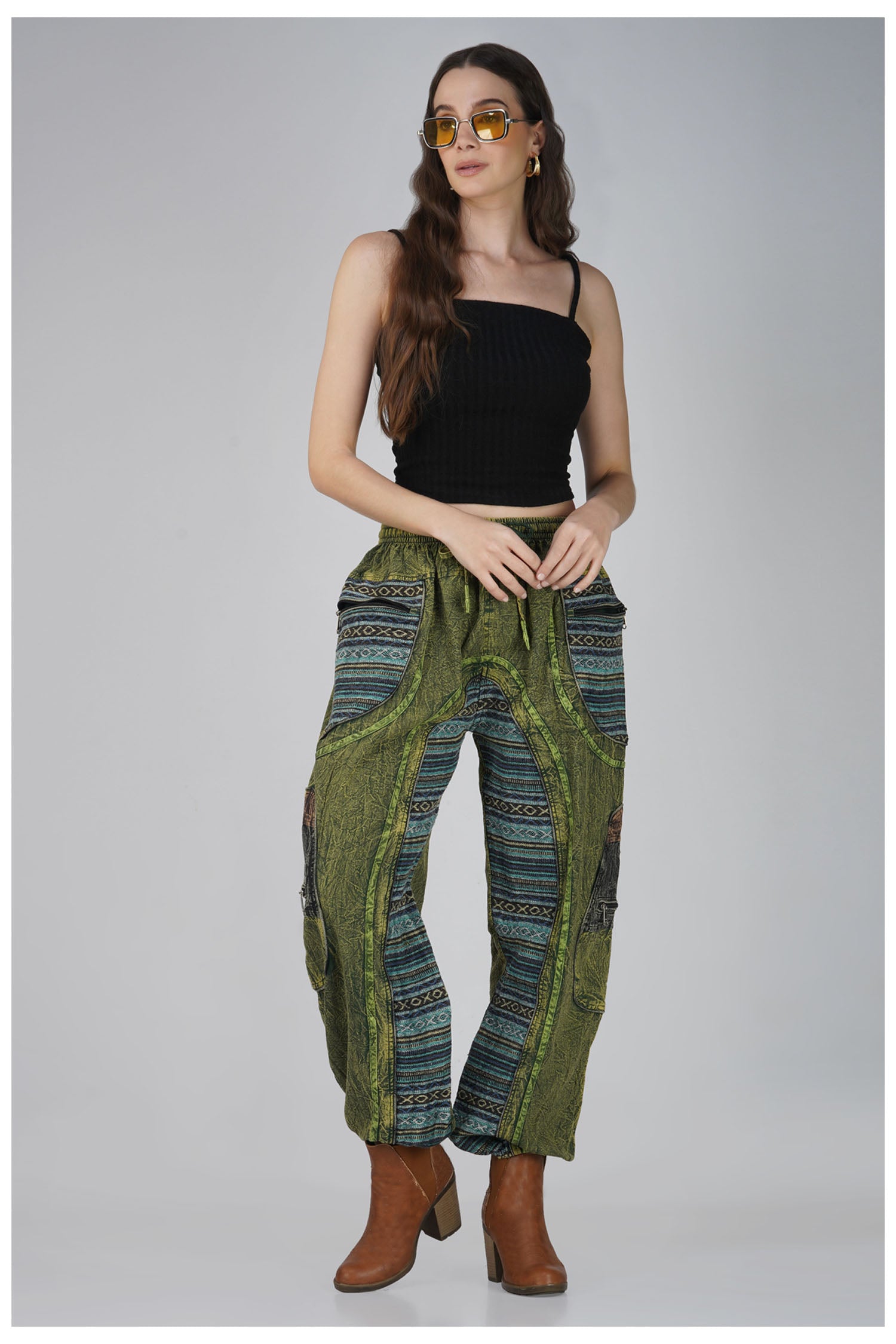 Acid Wash Trousers –  Green