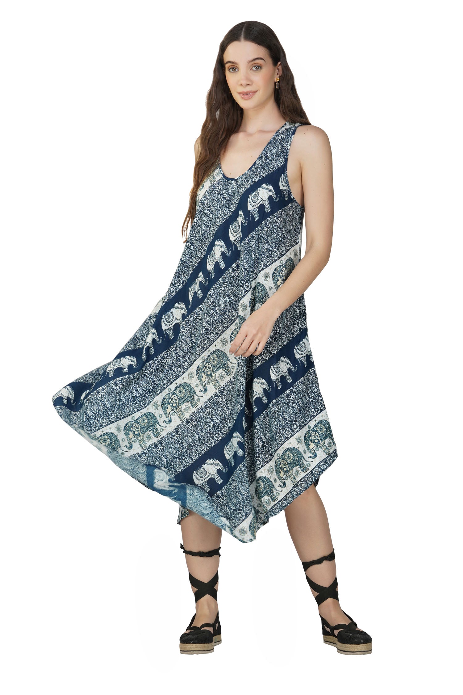 Cashmelon Elephant Long Maxi - Navy