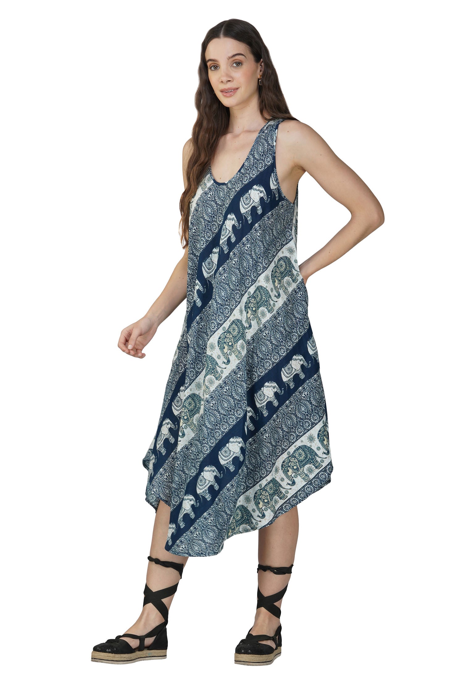 Cashmelon Elephant Long Maxi - Navy