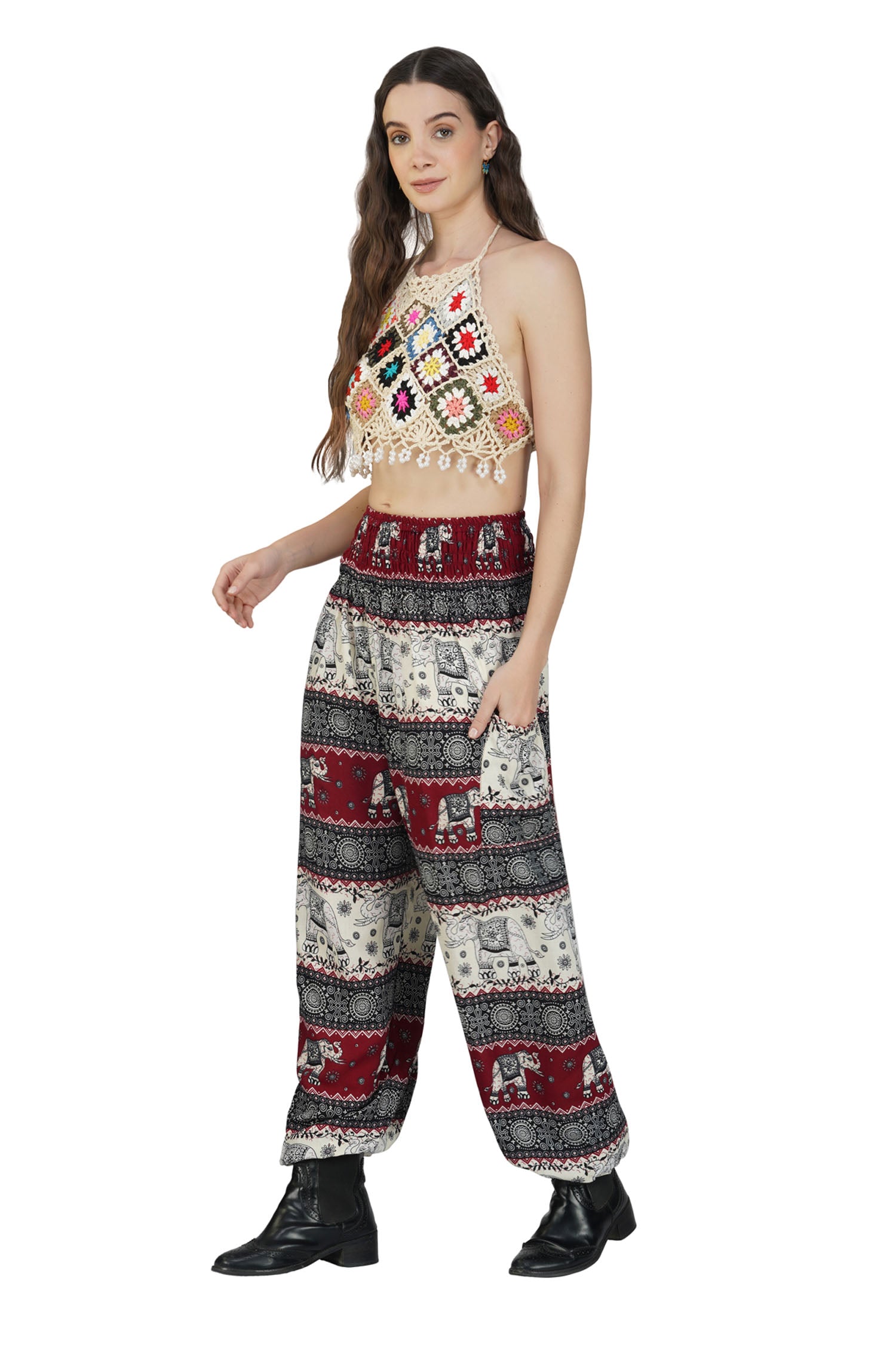 Cashmelon Elephant Harem Trousers - Charcoal