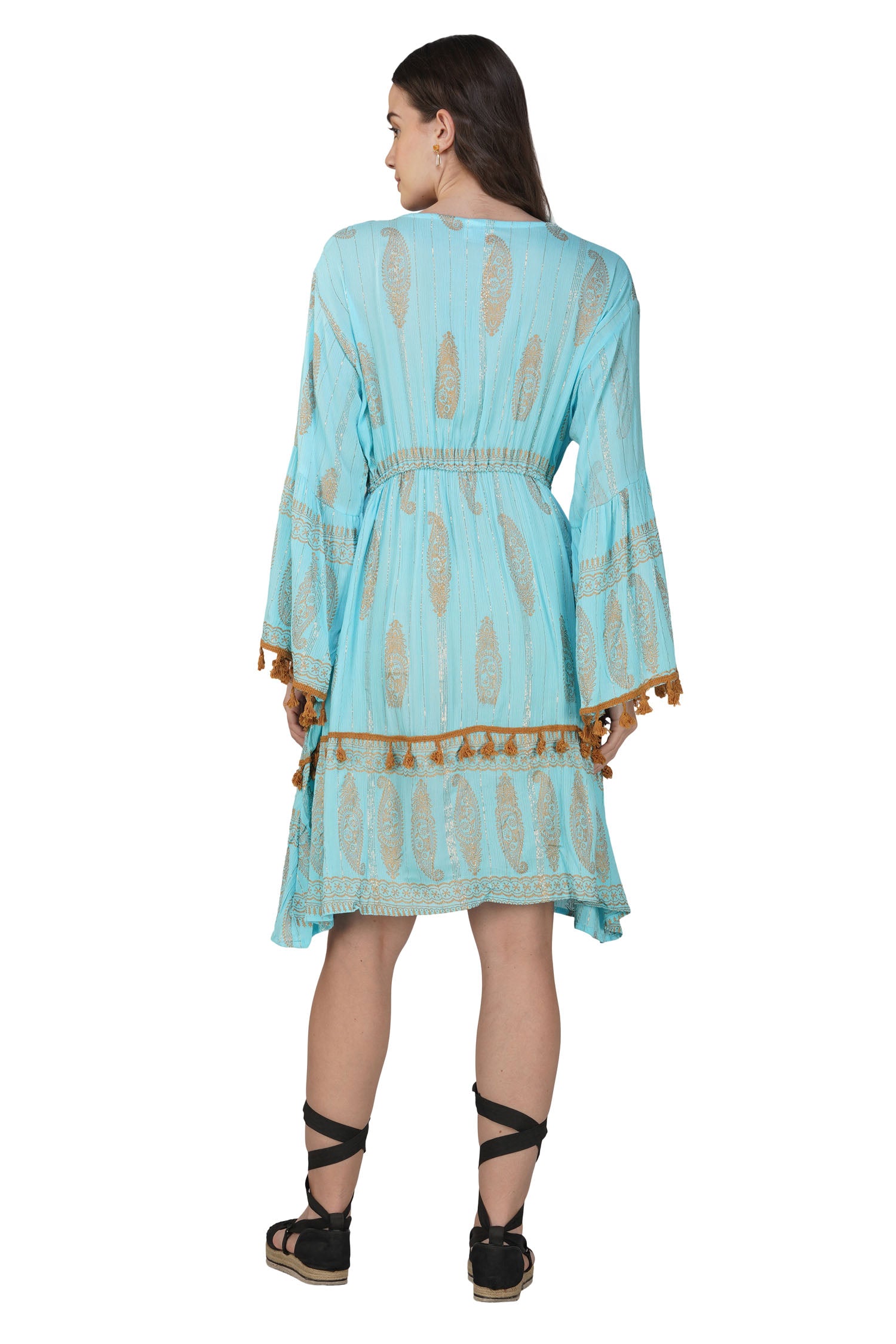 Embroidered Boho Dress - Mint