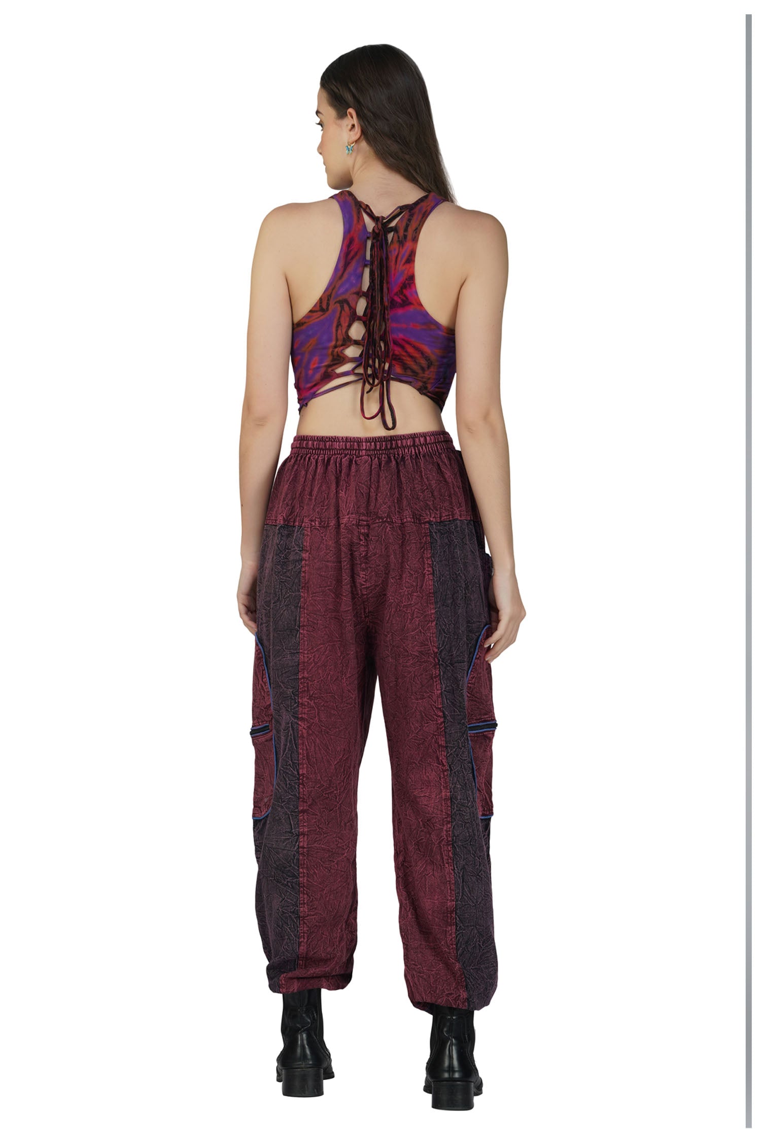 Festival Hippie Boho Trousers - Burgundy