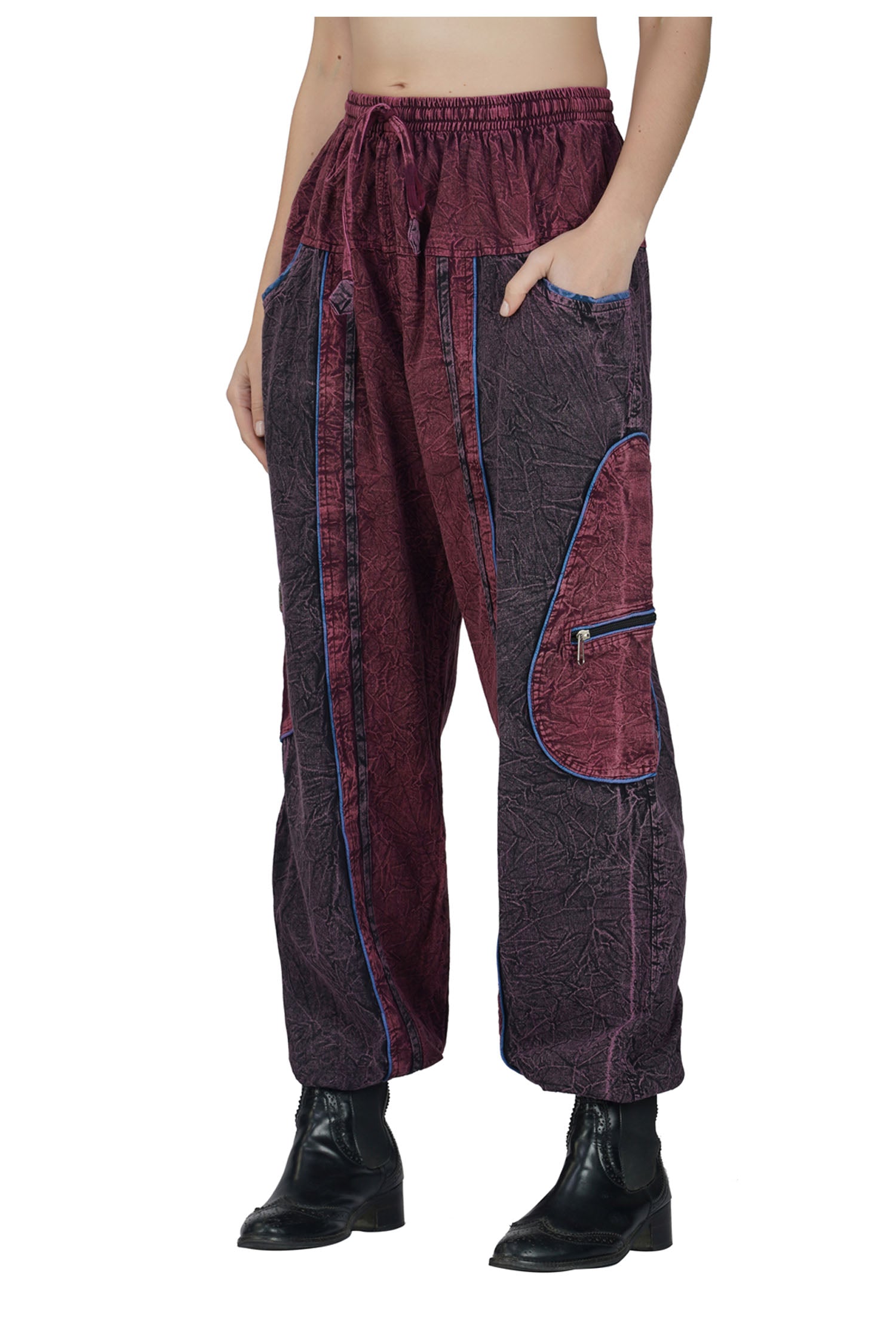 Festival Hippie Boho Trousers - Burgundy