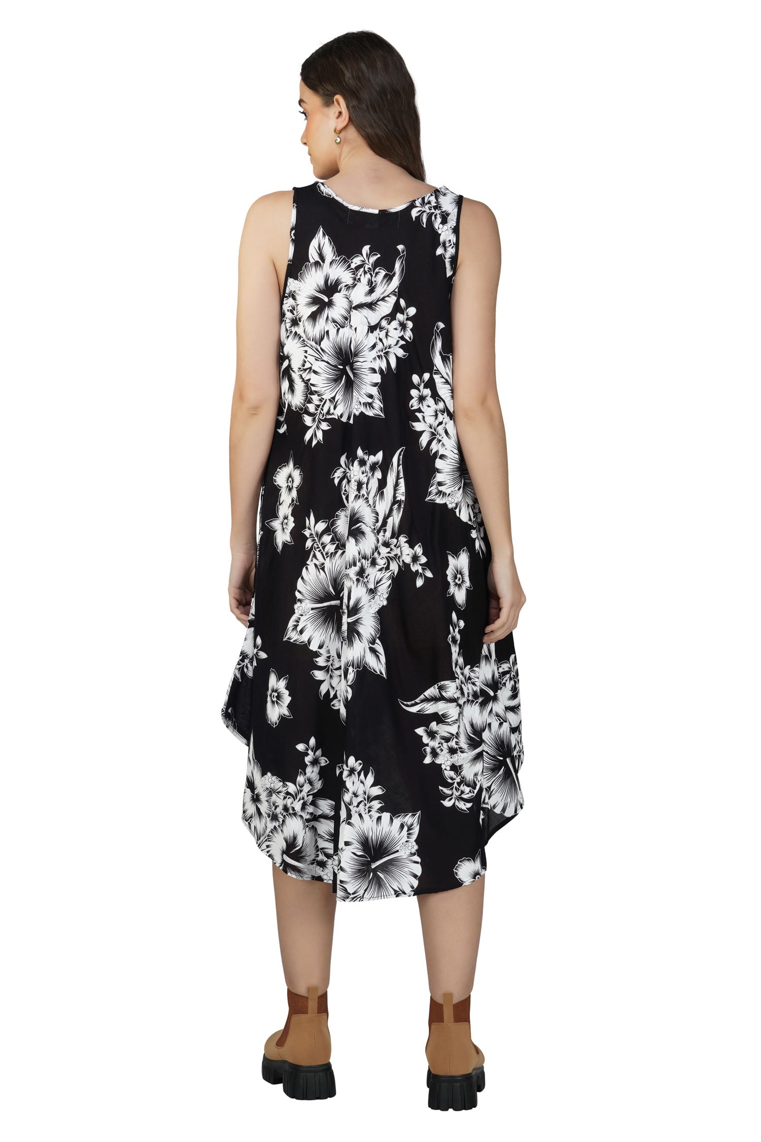 Women's Floral Sleeveless Maxi Dress - Black