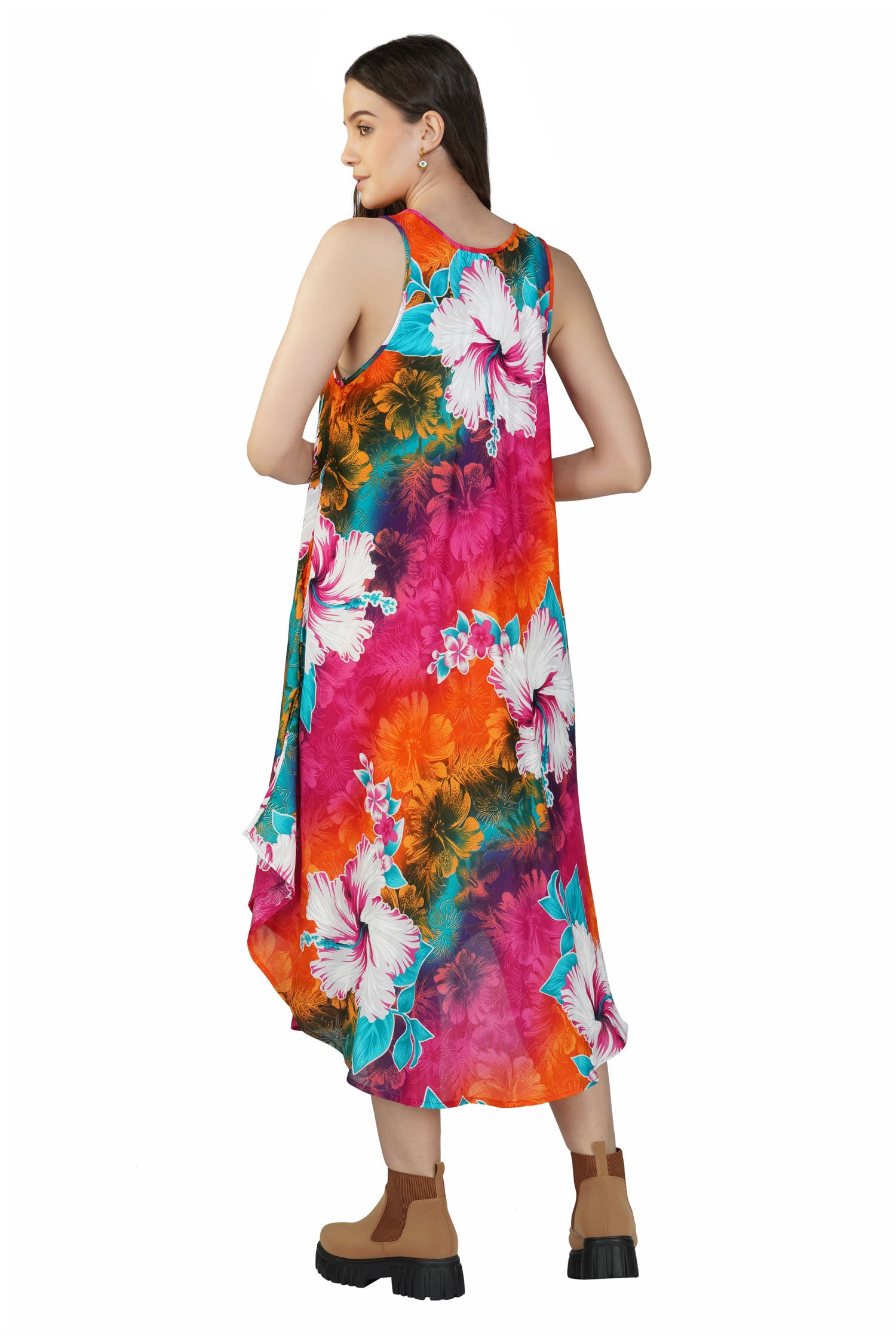 Women's Floral Sleeveless Maxi Dress - Rainbow