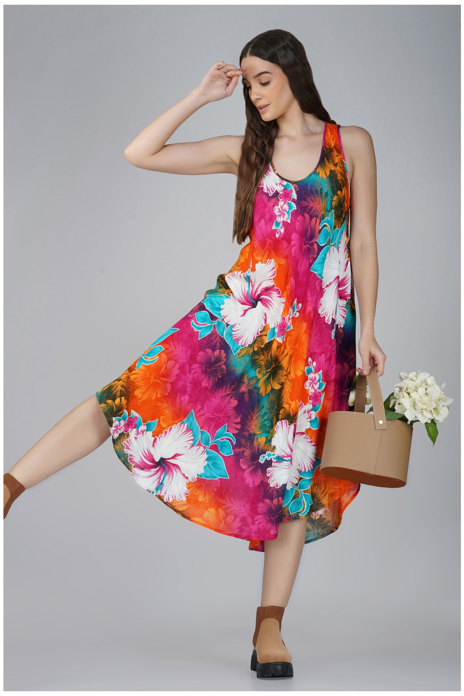 Women's Floral Sleeveless Maxi Dress - Rainbow