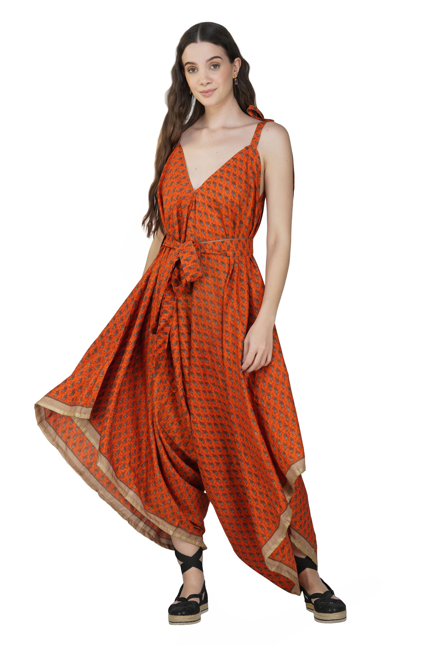 Full Length Jumpsuit - Burnt Orange