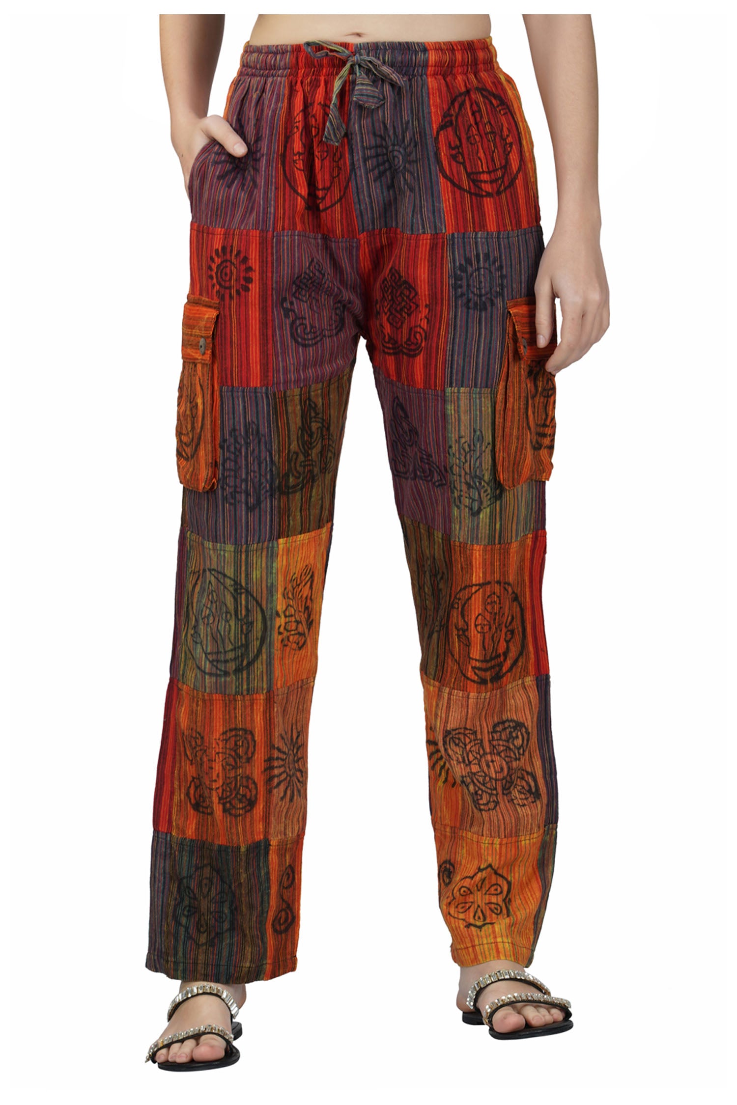 Patchwork Cotton Trousers - Orange II