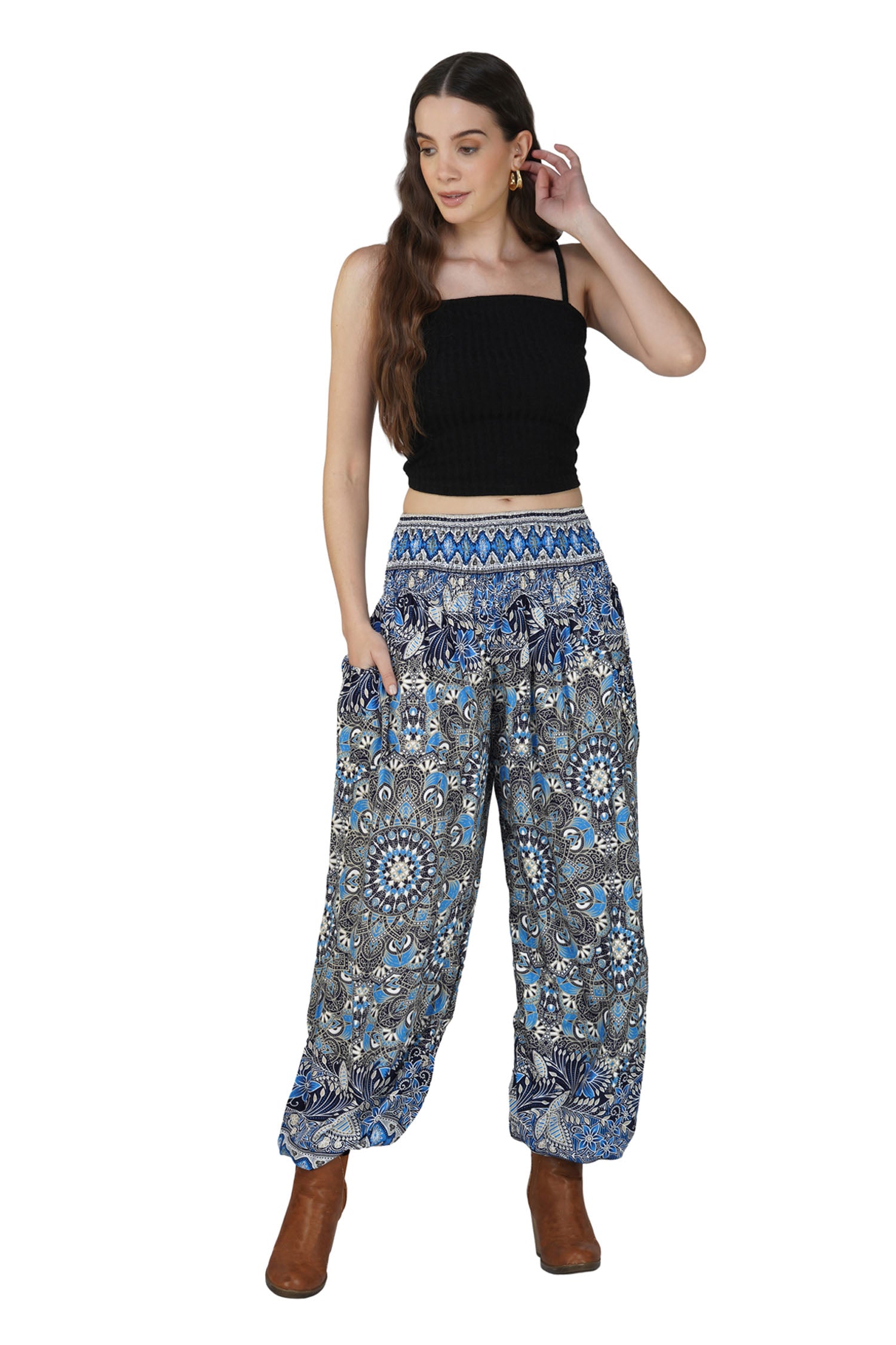 Women's Printed Pants - Blue