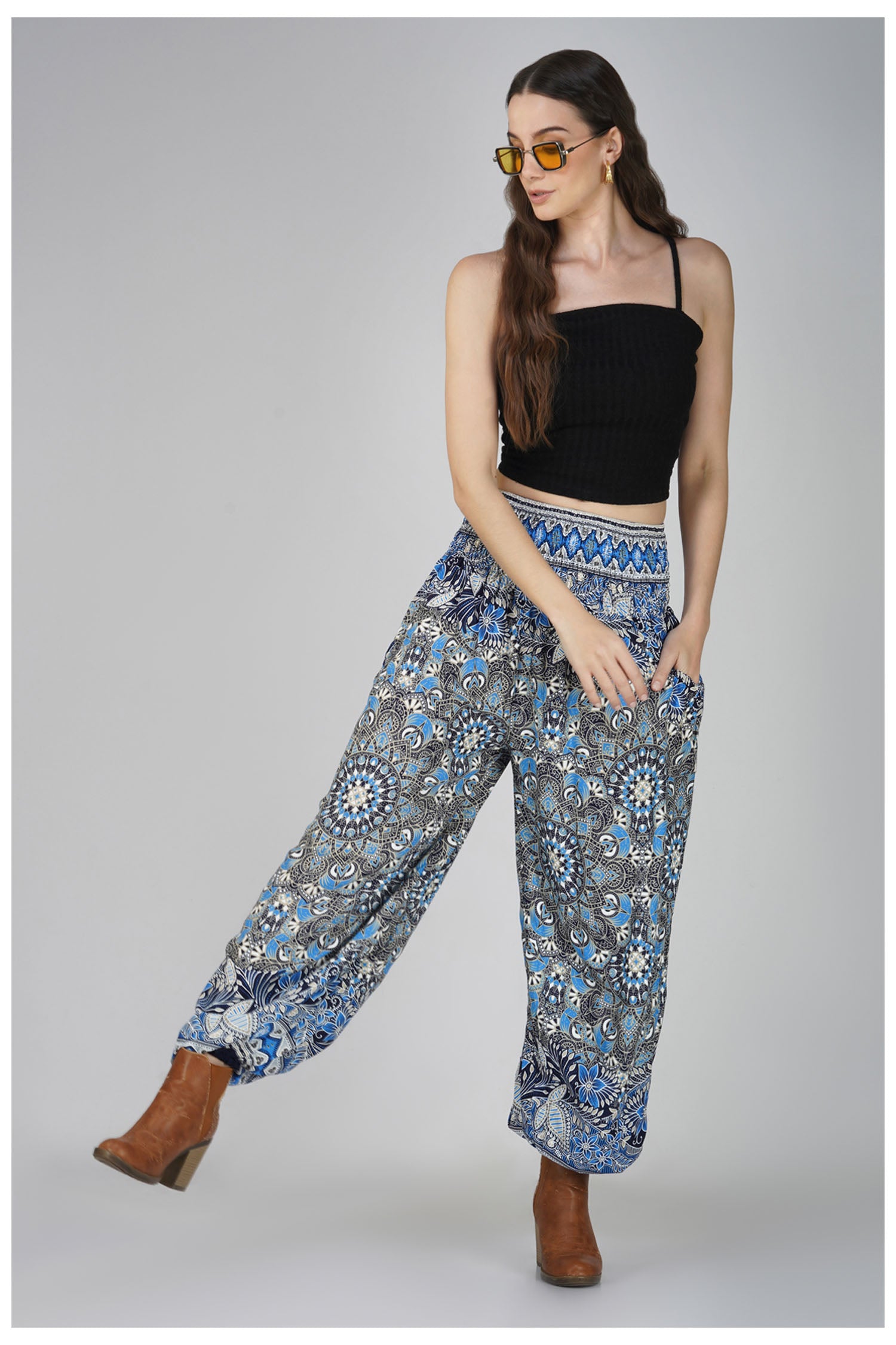 Women's Printed Pants - Blue