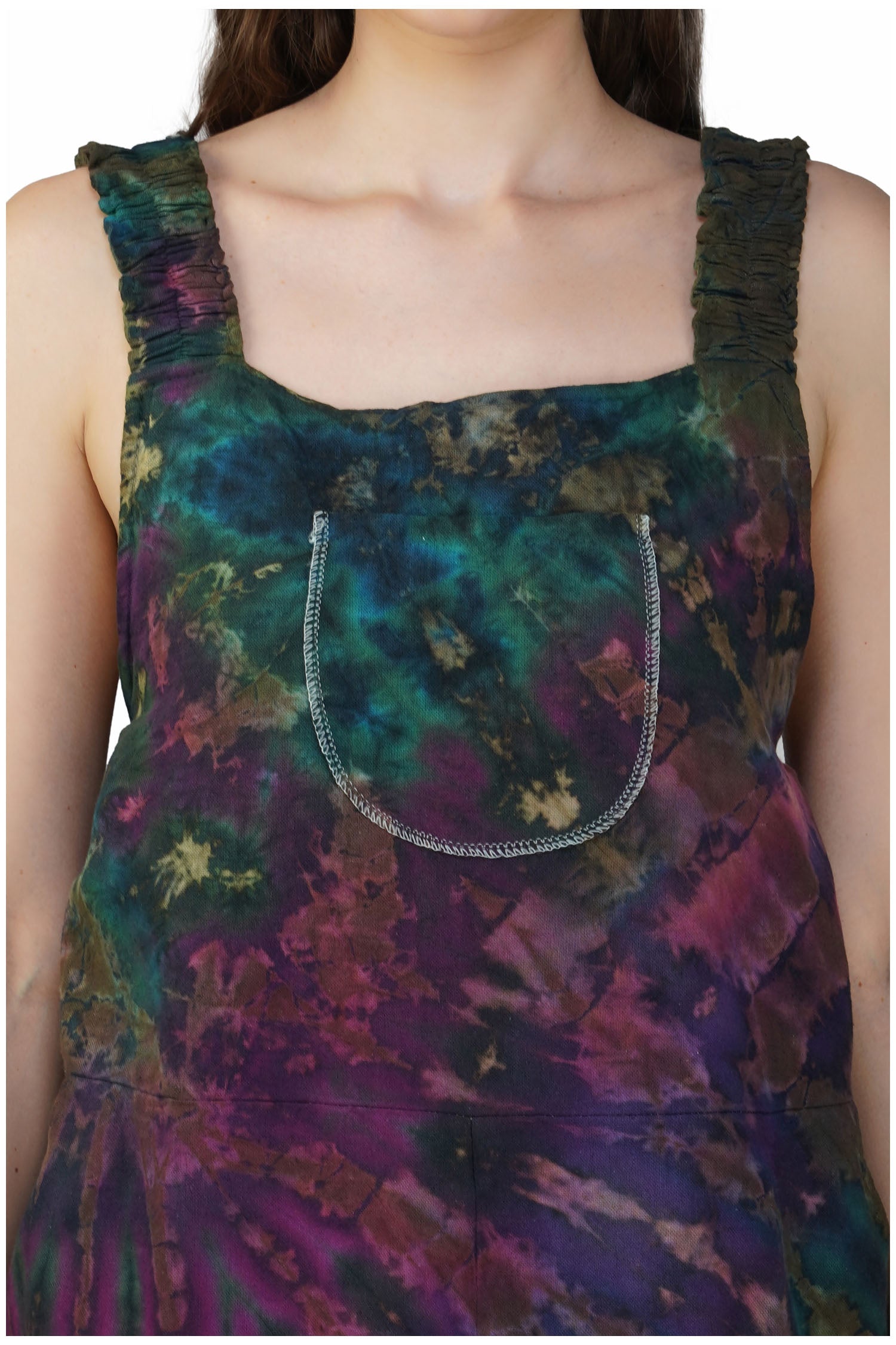 Tie-Dye Dungarees - Forest Green Rainbow