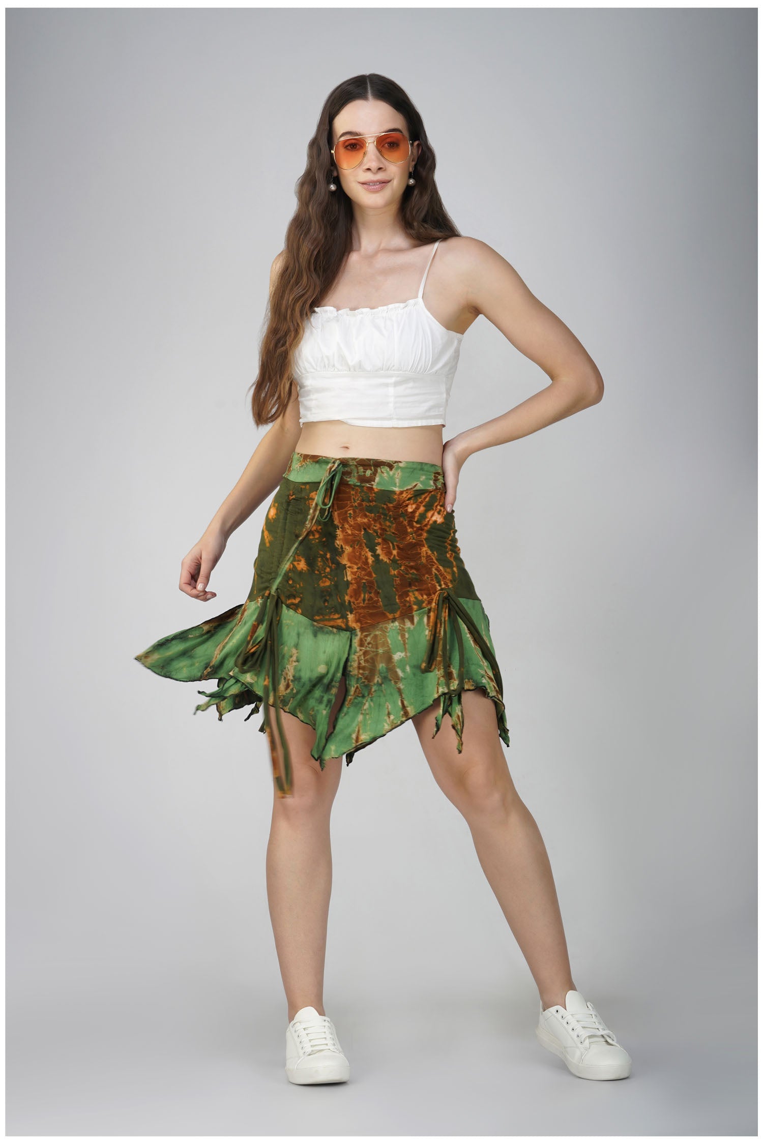 Tie Dyed Short Skirt - Green