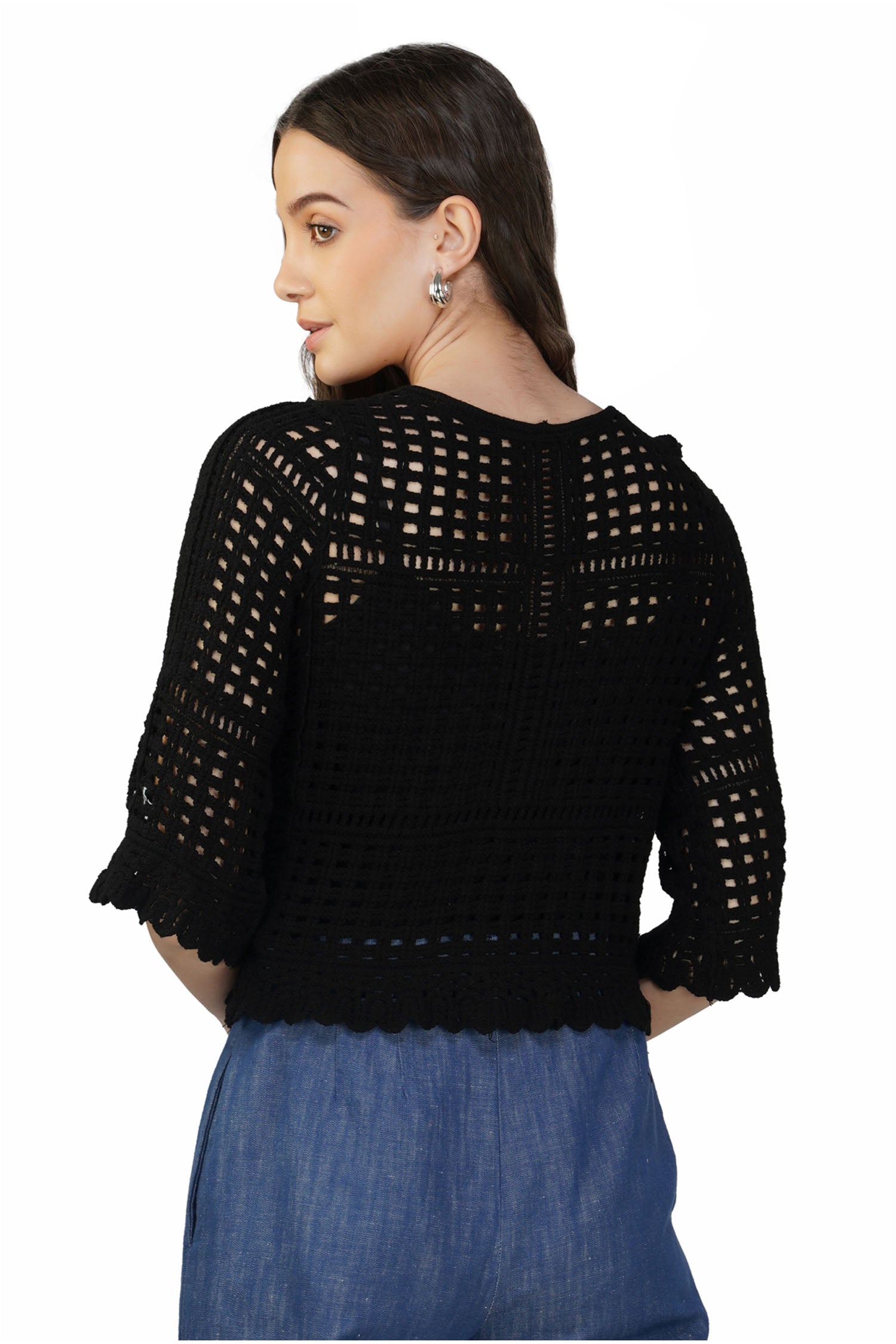 Women's Knit Cardigan Short Sleeve - Black