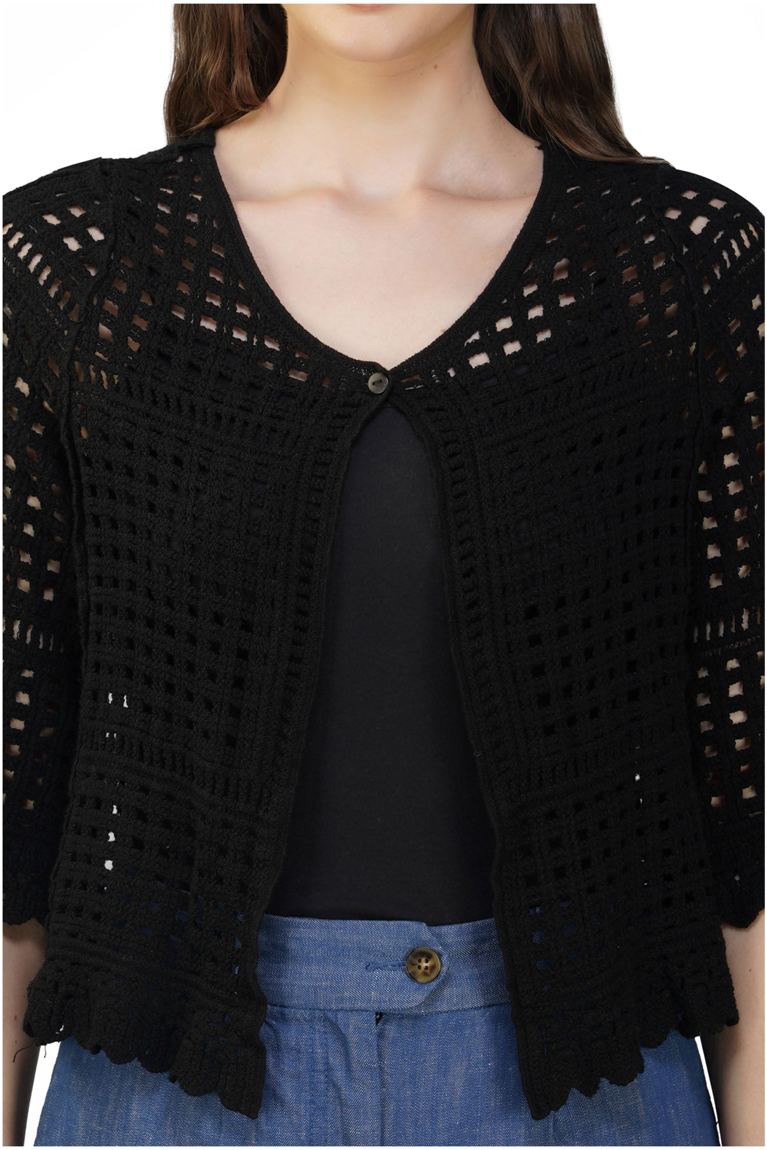 Women's Knit Cardigan Short Sleeve - Black