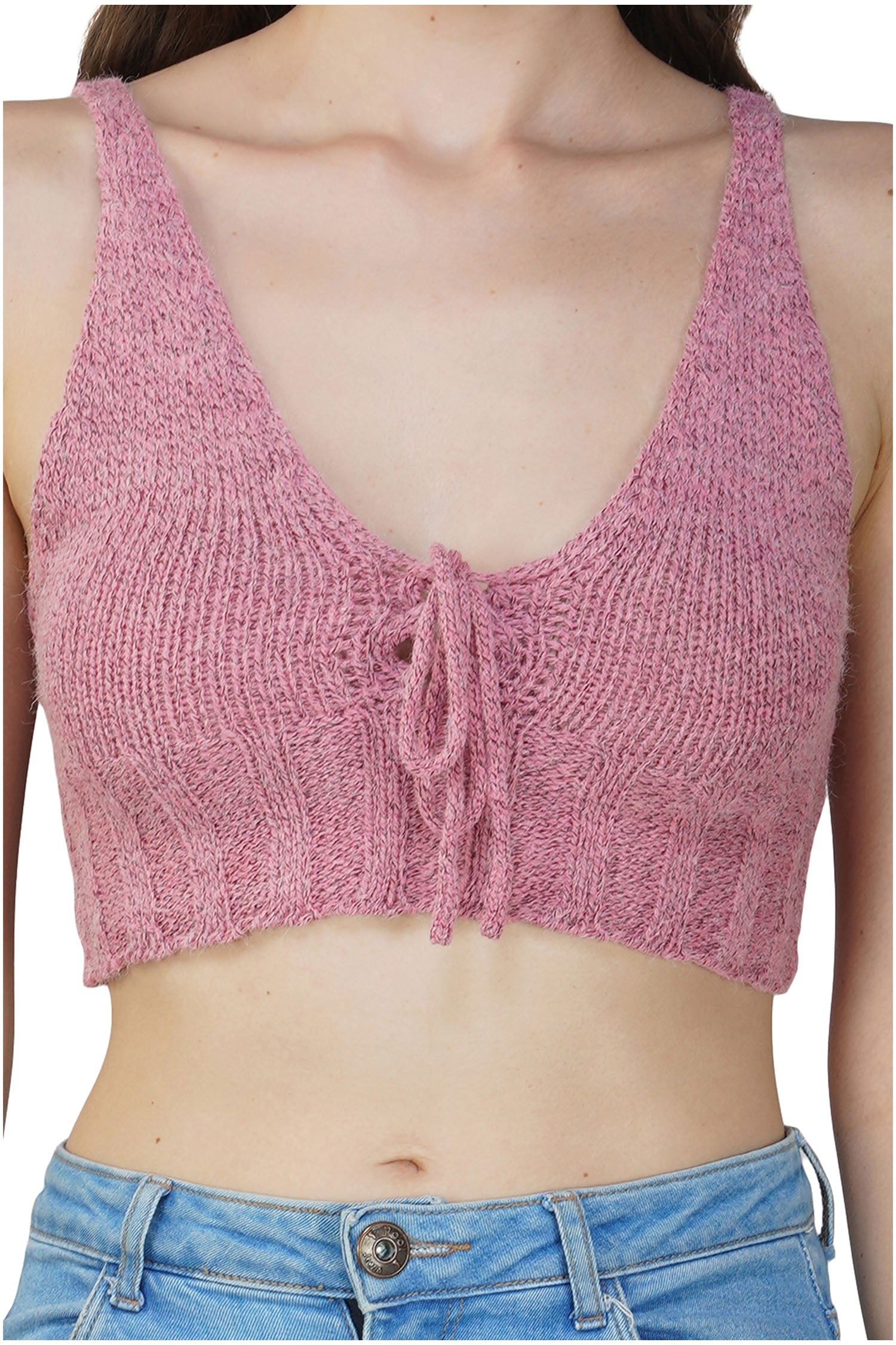 Women's V-neck Crop Top - Pink