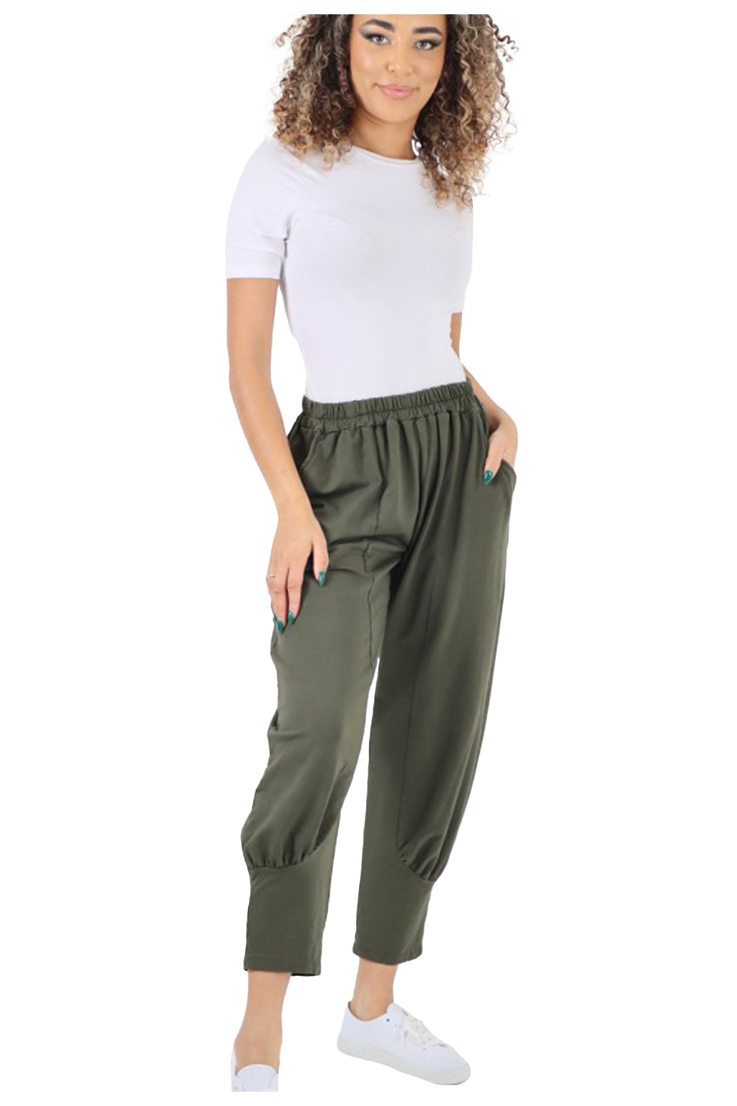 Italian Cuffed Hem Relaxed Fit Trousers - Khaki