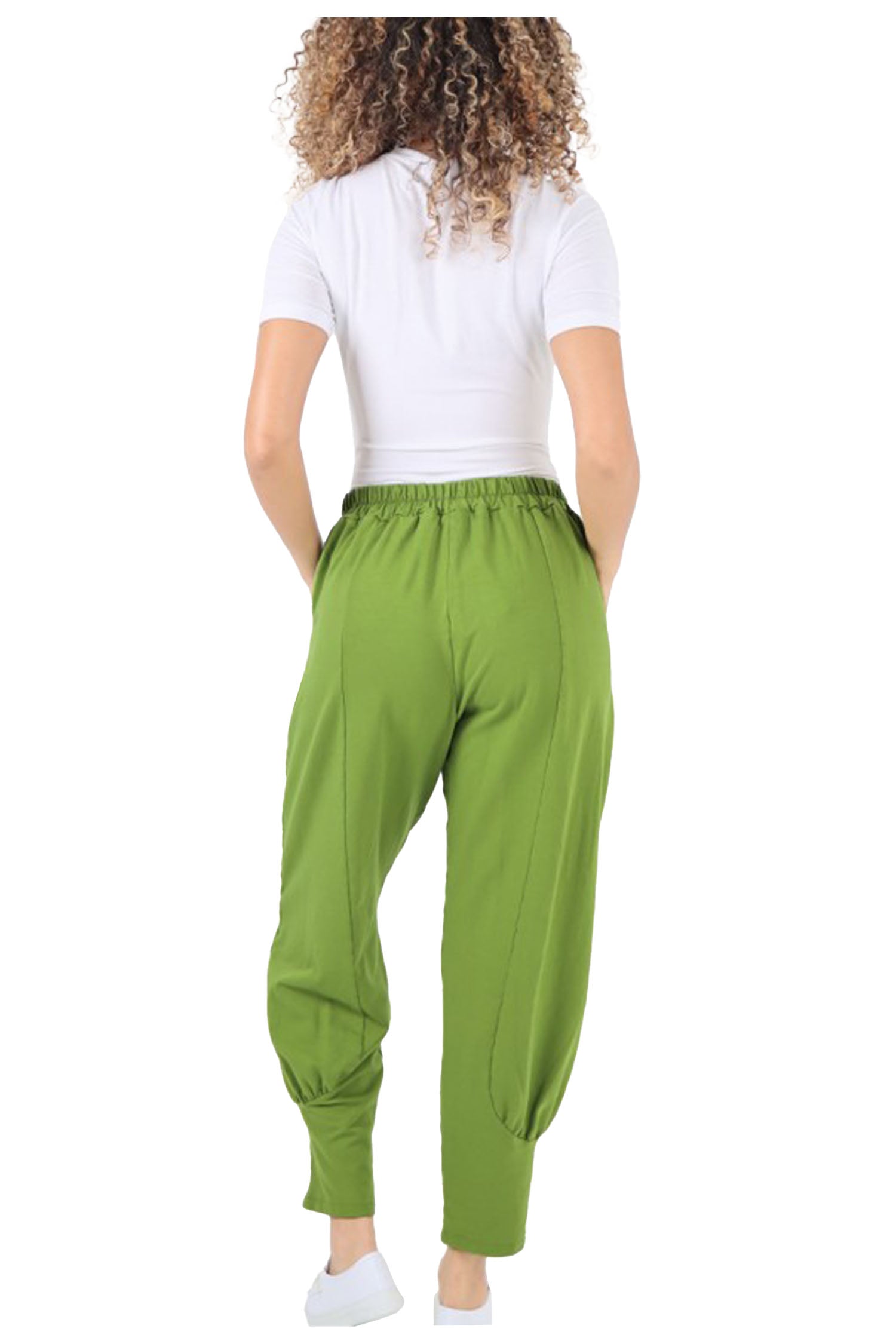 Italian Cuffed Hem Relaxed Fit Trousers - Lime Green