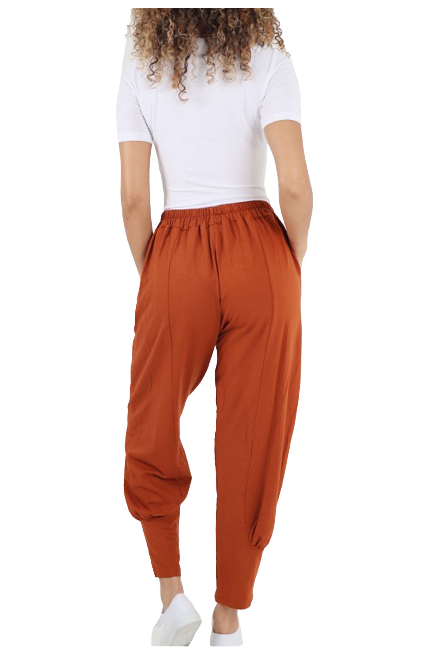 Italian Cuffed Hem Relaxed Fit Trousers - Rust