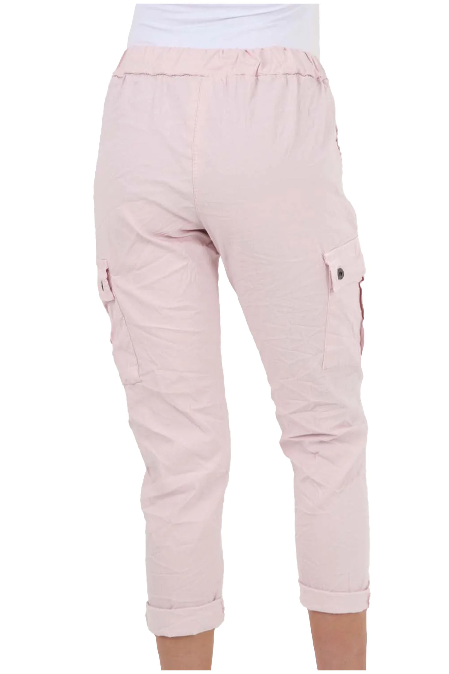 Italian Drawstring Waistband Magic Cargo Trouser - Baby Pink