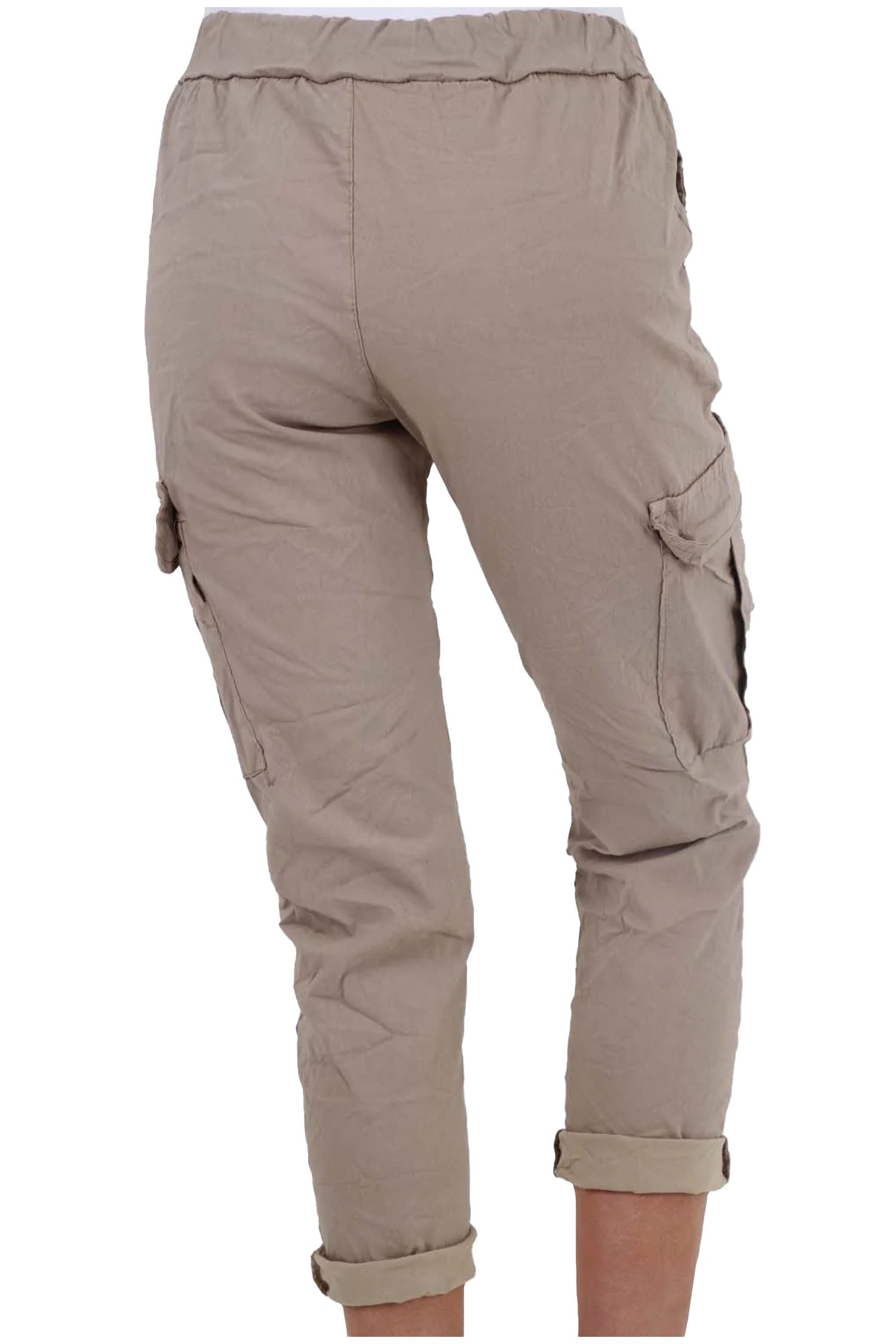 Italian Drawstring Waistband Magic Cargo Trouser - Beige