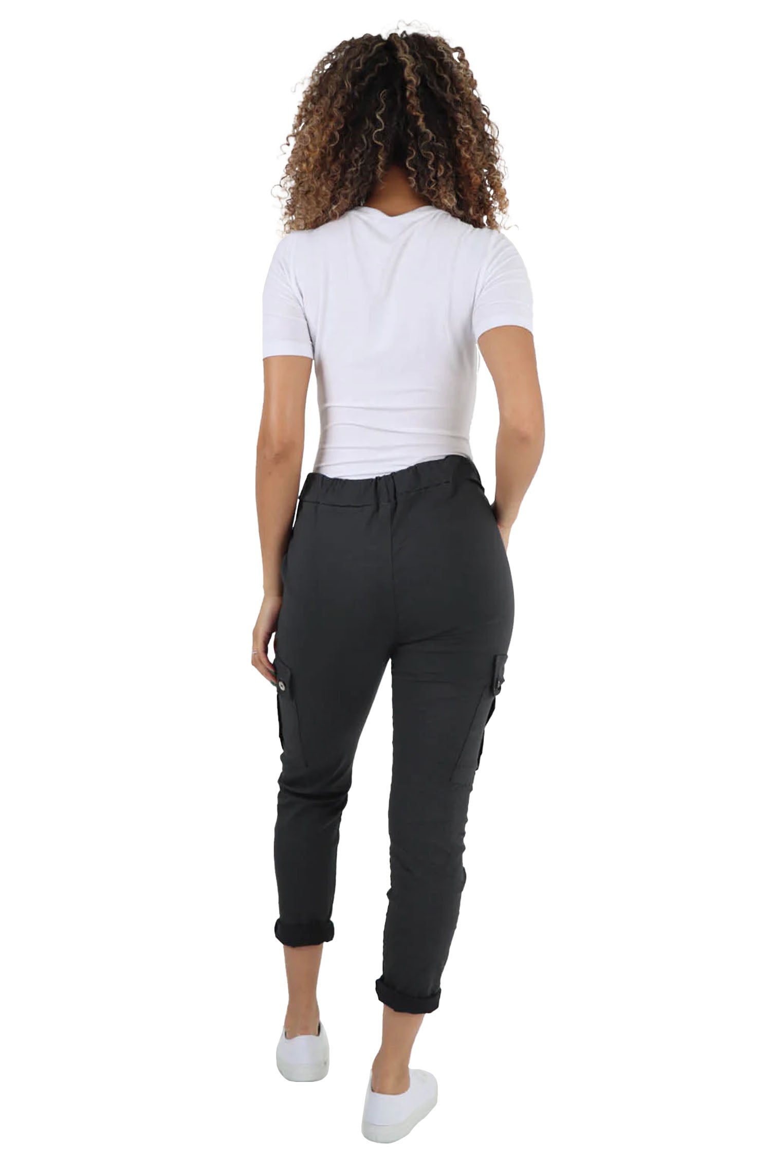 Italian Drawstring Waistband Magic Cargo Trouser - Dark Grey