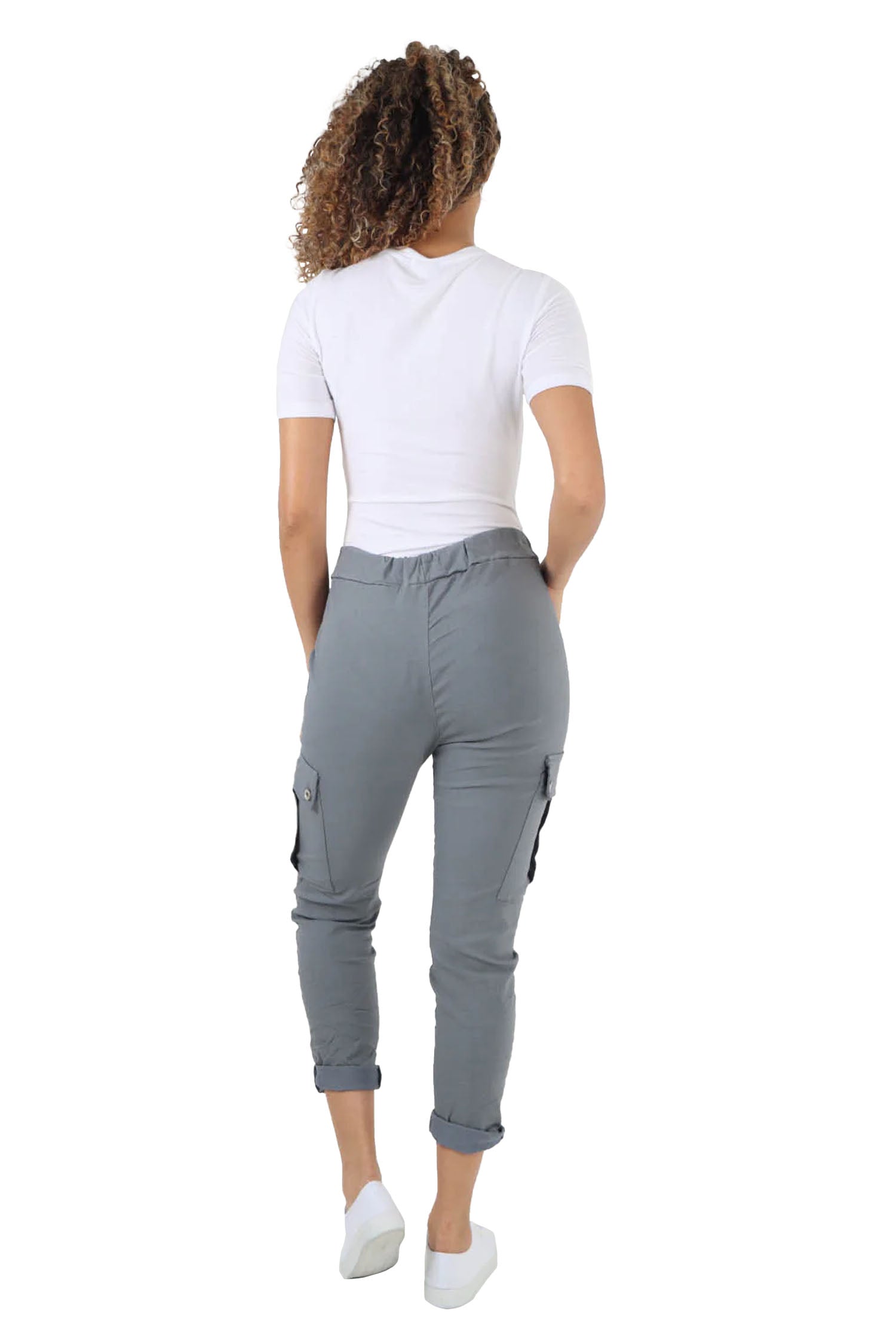 Italian Drawstring Waistband Magic Cargo Trouser - Grey