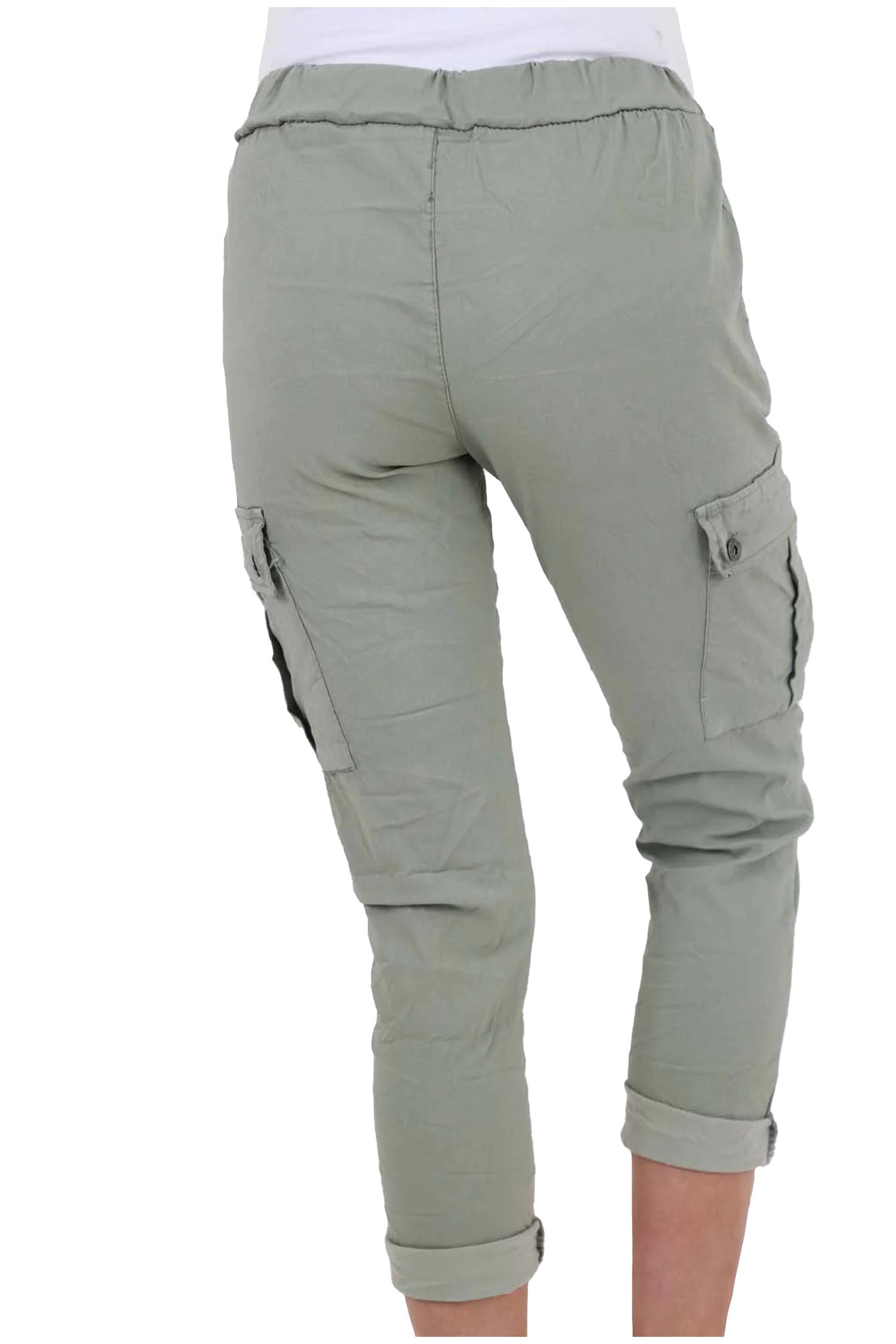 Italian Drawstring Waistband Magic Cargo Trouser - Khaki