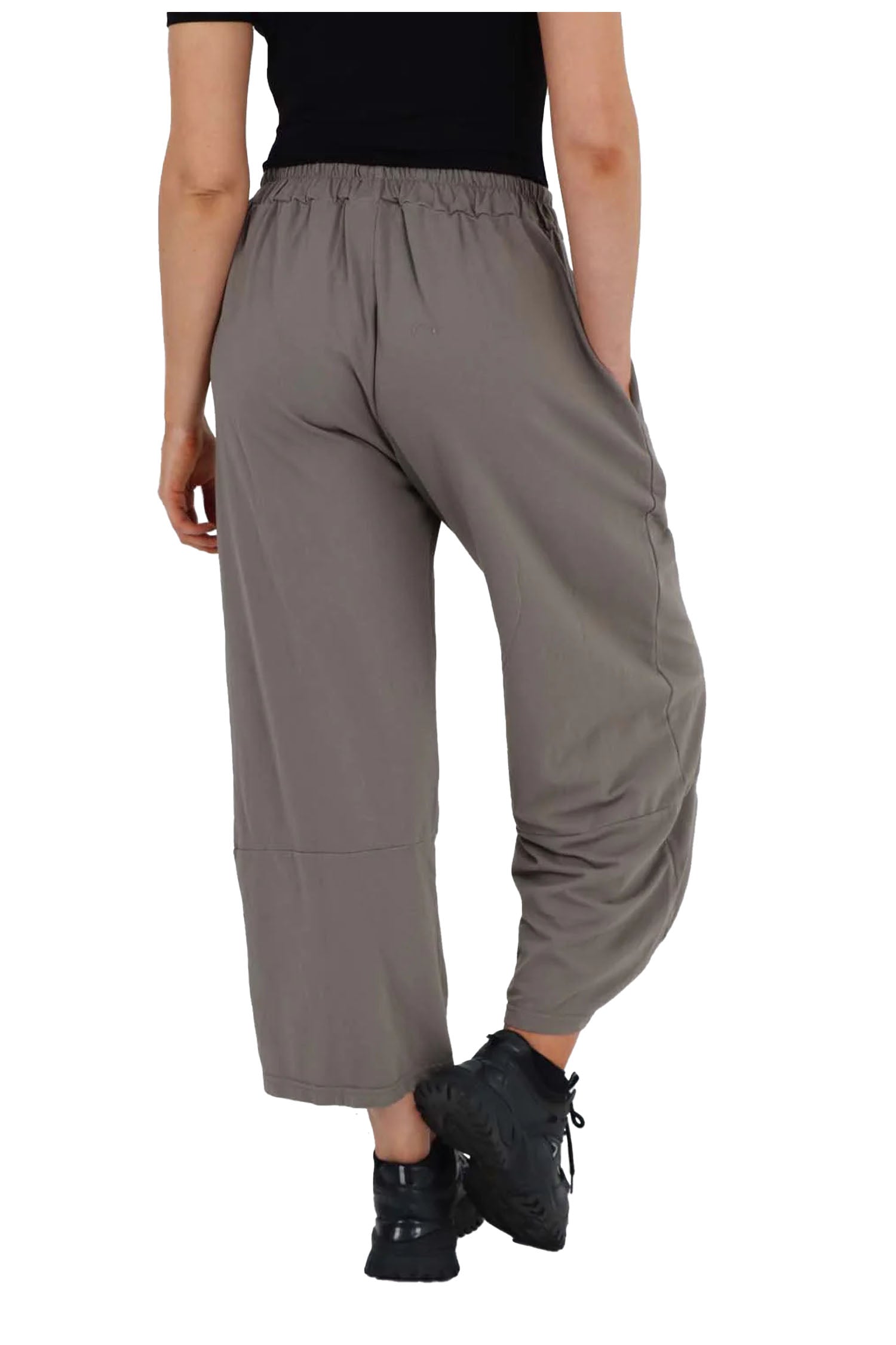 Italian Drawstring Hem Cotton Trousers With Side Pockets - Charcoal