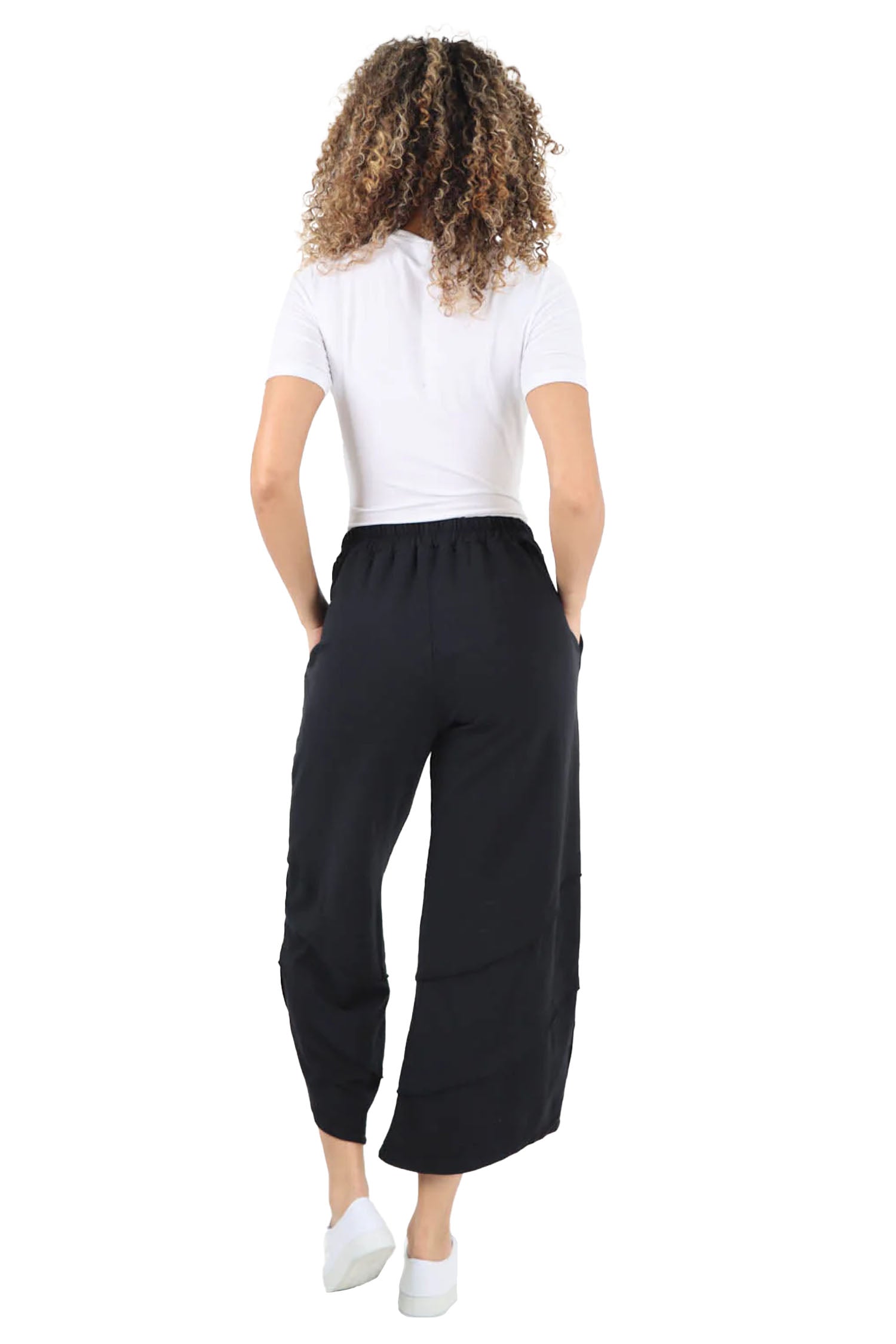 Plain Button Hem Pocket Trouser - Black