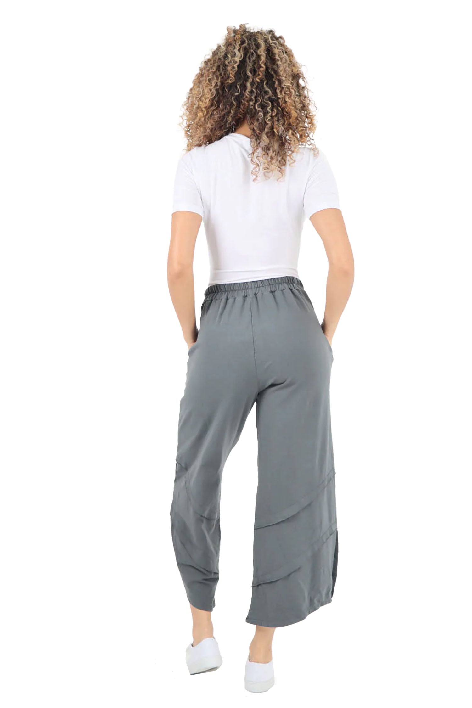 Plain Button Hem Pocket Trouser - Charcoal