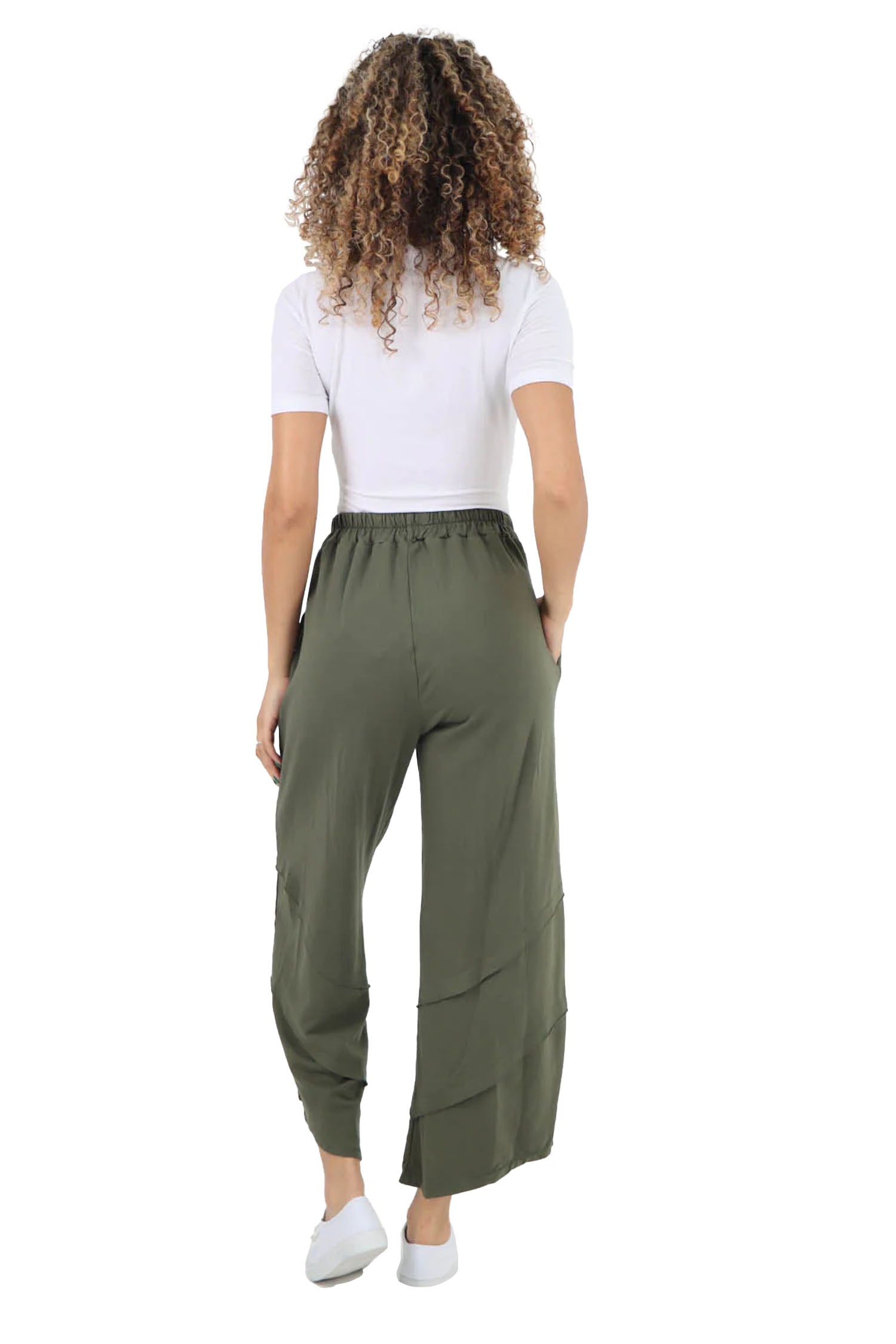 Plain Button Hem Pocket Trouser - Khaki