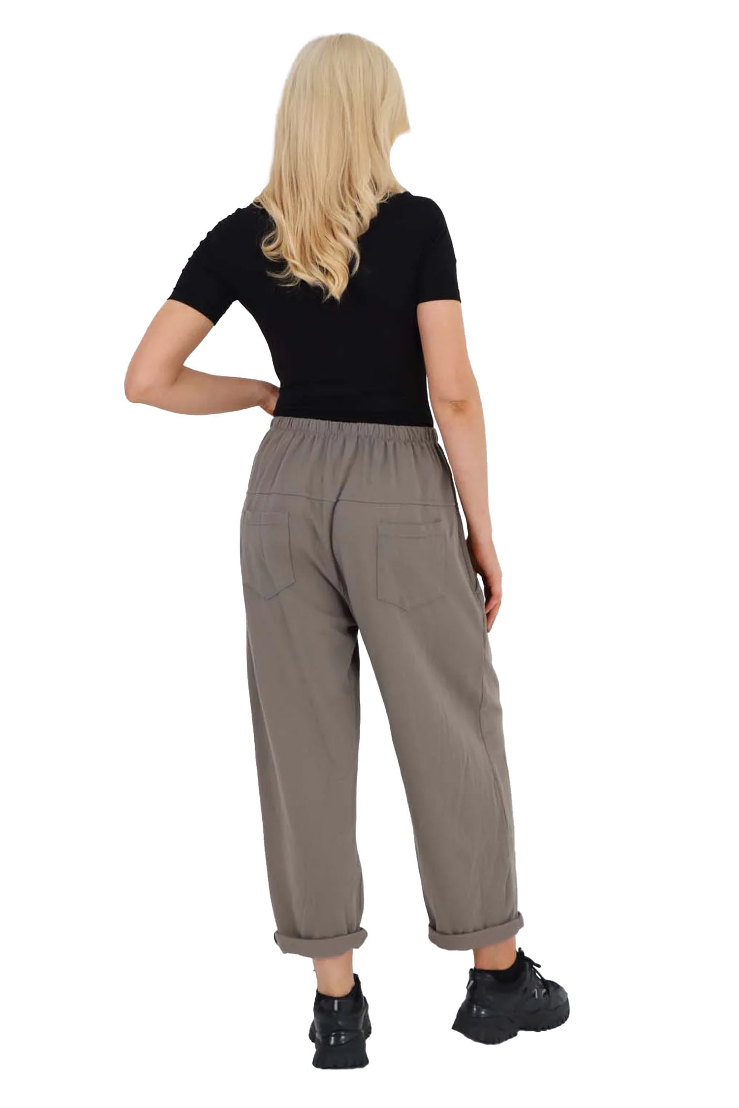 Italian Pleated Cotton Trousers With Side Pockets - Charcoal